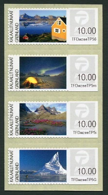 Greenland Pre-paid Franking Labels 2014 Landscapes MNH Complete Set in Block - Image 1 of 3