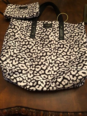 NWOT Jimmy Choo Candice Black White Large Nylon Tote with Matching Pouch - Image 1 of 4