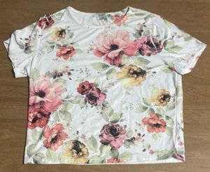 Blusa floral blanca grande Gaze para mujer ligera manga corta verano informal top - Imagen 1 de 6