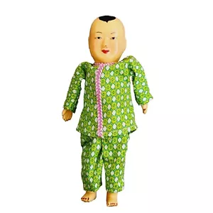 Muñeca étnica vintage de tela de composición de personajes chinos de los años 40 de 5,5" - Imagen 1 de 13