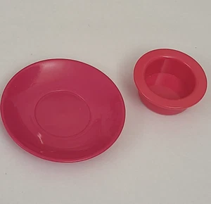 American Girl 18" Doll Cafe Bistro Pink Plate and Pet Bowl - Picture 1 of 12