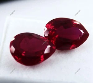 12 Ct Natural Flawless Mozambique Blood Red Ruby Pear Cut Loose Gemstone Pair - Picture 1 of 6