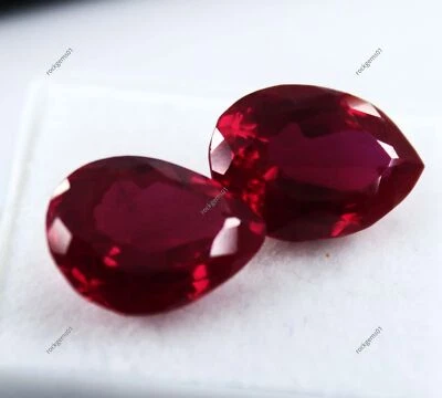 12 Ct Natural Flawless Mozambique Blood Red Ruby Pear Cut Loose Gemstone Pair - Image 1 of 4