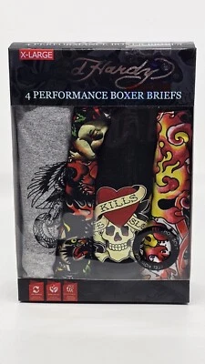 Paquete de calzoncillos boxer ED Hardy para hombre talla XL 40-42 (4) rendimiento gráfico NUEVO  Foto 1 de 4