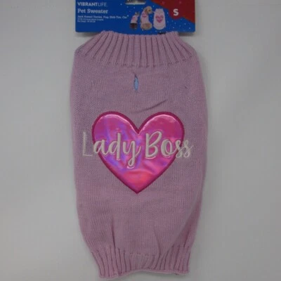 Vibrant Life Pink Heart Love Lady Boss Cat Dog Sweater 10-20 Pounds Size S NWT - Image 1 of 4