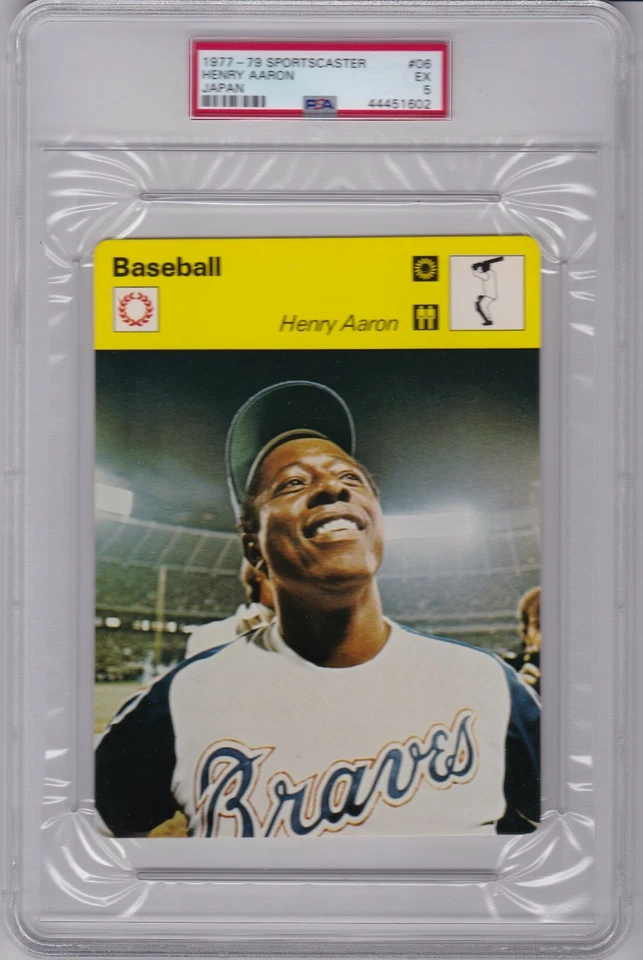 1977 - 79 Sportscaster #06 HENRY HANK AARON (HOF) PSA 5 EX JAPÃO - BRAVES RAROS! - Imagem 1 de 1