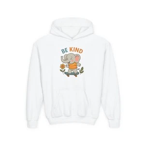 Youth Hooded Sweatshirt - Be Kind Elephant Design, Kids Hoodie, Cute [...] - Picture 1 of 3