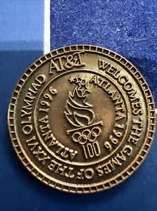 Atlanta Olympic Games 1996: Sponsor Pin AT&T Bronze Round Welcome - Picture 1 of 7