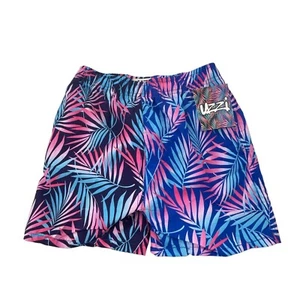 UZZI NWT Tropical Leaf Patterned Boy's Swim Shorts In Navy/Royal Size M Beach - Picture 1 of 6