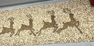 Christmas Beaded Table Runner White Gold Deers New 36" Tahari - Image 1 of 4