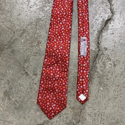 "Corbata Turnbull & Asser roja floral toda seda 58,5""x3,75""" Foto 1 de 4