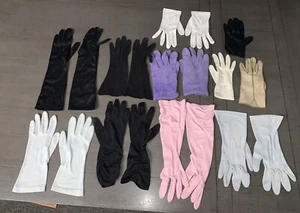 G7 VTG LADIES GLOVES 8 PR 50-70s BLACK WHITE BEADED PURPLE PINK GRAY LONG SHORT - Picture 1 of 24