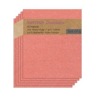Swedish Dishcloths 5 Pack (Salmon Color) Paper Towel Alternative | Swededishclot - Picture 1 of 6