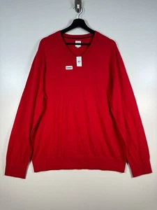 BNWT Gap Mens V Neck Pullover Knitted Grandpa Sweater Red Sz XL 24x30 - Picture 1 of 9