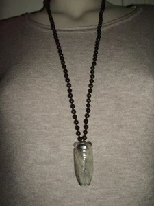 COLLANA GIOIELLO MALA AGATA NERA GIADA COLEOTTERO JADE NECKLACE CIONDOLO CM 90 - Foto 1 di 8