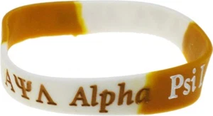 Alpha Psi Lambda Color Swirl Silicone Bracelet [Pack of 4 - Gold/White - 8"] - Picture 1 of 4