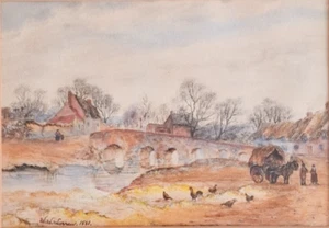 Pintura Acuarela 1881 Paisaje Inglés William W. Warren Antiguo Original - Imagen 1 de 10