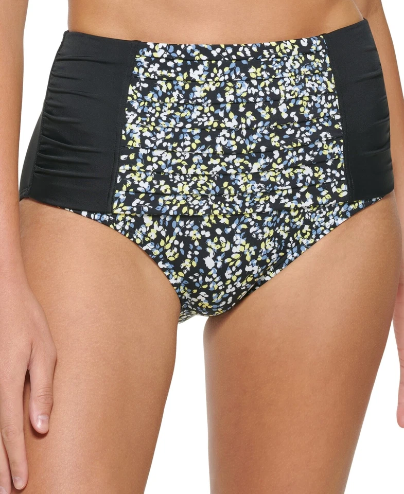 Precio de venta sugerido por el fabricante $58 Calvin Klein pantalones de bikini plisados cintura alta negros talla pequeña Foto 1 de 1