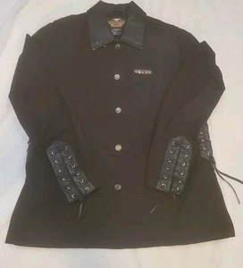 Harley Davidson De Colección Borde de Algodón Cuero Negro Lados y Brazos Cordones Negro XL... - Imagen 1 de 17