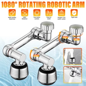 2Pack Universal 1080° Swivel Extension Faucet Kitchen Aerator Rotate Robotic Arm - Picture 1 of 13