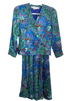 VTG Anne Crimmins UMI Collections Jacket Skirt Suit Set Women Size 6 Silk 80s - Image 1 of 4