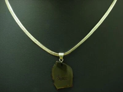 925 Argento Sterling Collana Pendente Con Ambra Ricoperto/8,7g/41,0cm - Immagine 1 di 4