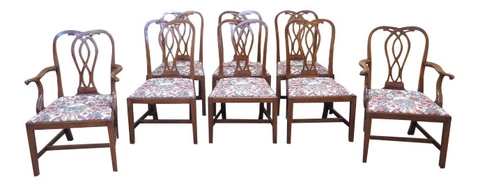 L45833E: Set Of 8 KITTINGER Colonial Williamsburg Mahogany Dining Room Cover
