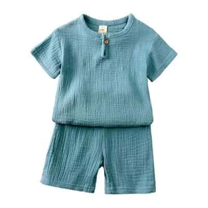 Kids Clothes Girls Outfit Summer Boy Sets Short Sleeve Tops Shorts 2-7 Years - Picture 1 of 27