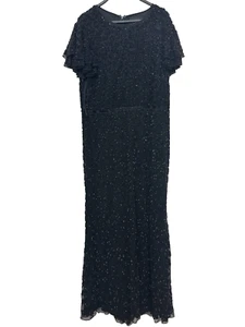 Mac Duggal Black Beaded Butterfly Sleeve Gown Size Size 16 - Picture 1 of 7