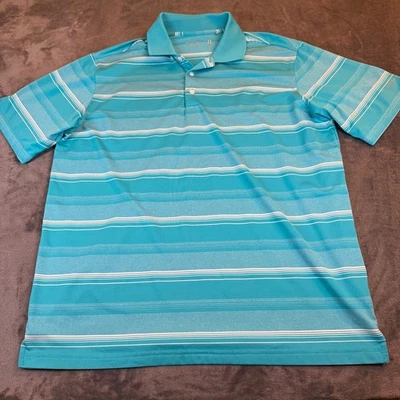 Walter Hagen 11 Majors Golf Polo Shirt Turquoise Stripe Mens Extra Large XL - Image 1 of 4