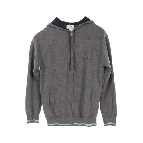 HERMÈS 【Tops】HERMES felpa con cappuccio zip lana cashmere grigio Hermes buona dal Giappone usata