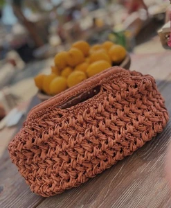Handgemachte Flechttasche Häkel Tasche Boho Style Damentasche Clutch Tasche - Picture 1 of 2