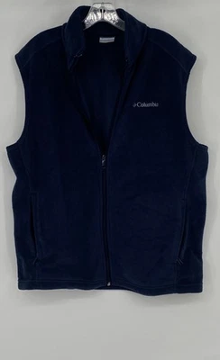 Columbia Mens Blue Fleece Sleeveless Zipped Pockets Full-Zip Vest Size Large - Image 1 of 4