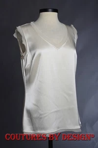 St John Strick Flüssigsatin Shell Top Shell Palomino Gr. Ex-Large Neu mit Etikett UVP $ 395 - Bild 1 von 2