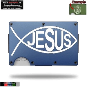 Cartera personalizada JESUS FISH grabada con láser - Elige un color de billetera - Imagen 1 de 11