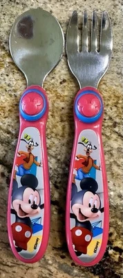 Juego de tenedor y cuchara vintage de Mickey Mouse y Goofy de Disney Foto 1 de 3