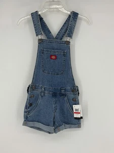 Neu mit Etikett Dickies Medium Wash blau Denim Rollsaum Shortall Overall Junior Größe XS - Bild 1 von 9