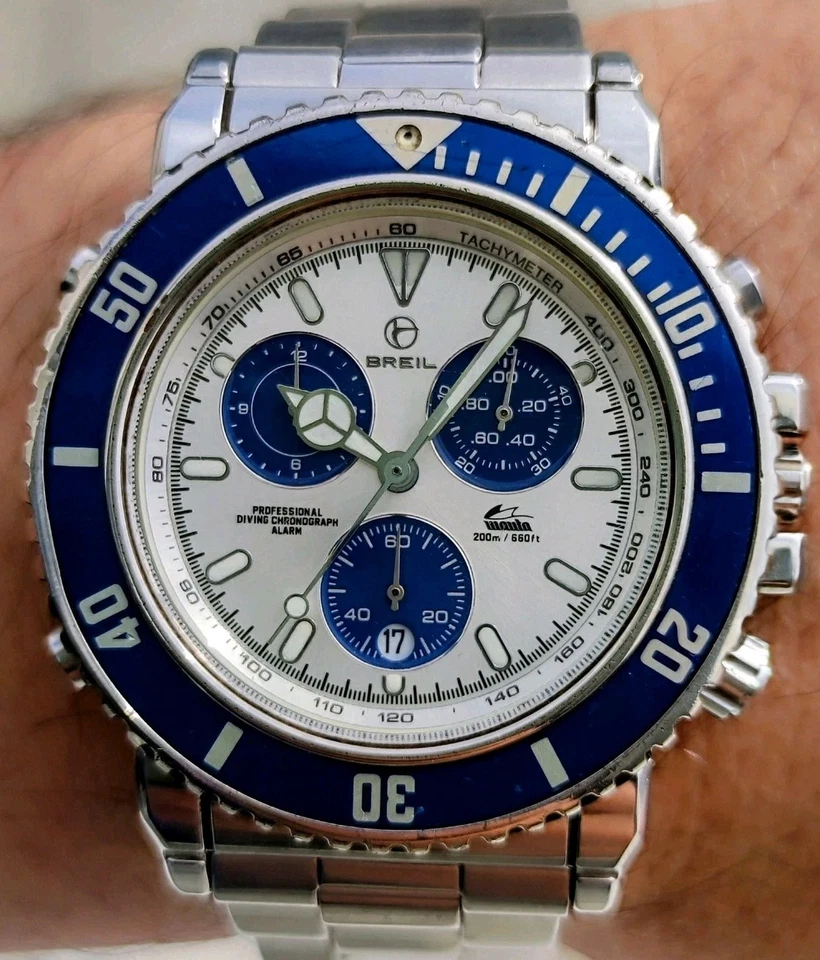 🧿Orologio Breil Manta Chrono Diver Sub 200 m Deeph Alarm  Vintage Swiss Movt - Immagine 1 di 4