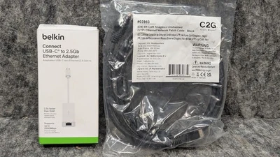 BELKIN Connect USB-C to 2.5 Gb Ethernet Adapter + 6ft Ethernet Cable 🔥New🔥 - Image 1 of 4