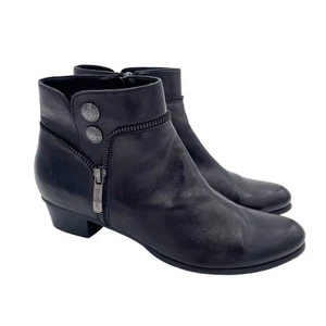 Regarde Le Ciel Stefany 277 Ankle Boot Women's Size 39 Black Leather Zipper Stud - Picture 1 of 14