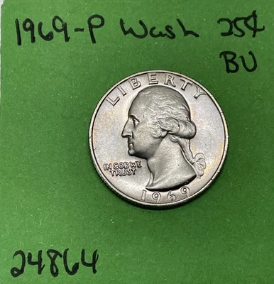1969-P Washington Quarter 25c  BU Uncirculated Mint State US Coin See Pictures - Image 1 of 3