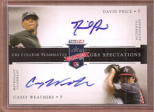 2008 TRISTAR PROjections GR8 Expectations Дэвид Прайс/Кейси Уэзерс /25 Авто BB - Изображение 1 из 1