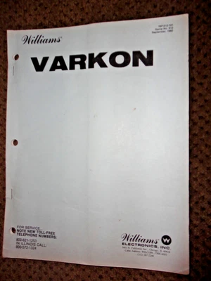 Varkon, Wanna Be Pinball Video Manual, Nice Schematic Package Reference Guide - Image 1 of 2