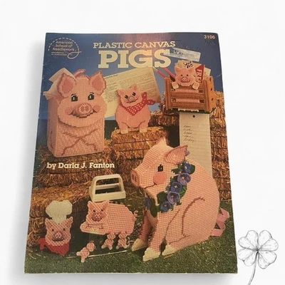 Vintage Plastic Canvas Needlepoint Pigs Piglets Craft Book / Magazine 1988 New - Image 1 of 3