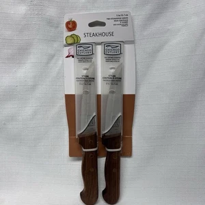 NEW Chicago Cutlery Wooden Steakhouse 5” Steak Knife Serrated Blades 2 Pack - Picture 1 of 6