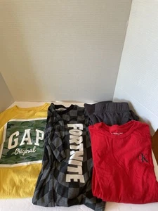 Lot Of 4 Boys Size 8-12 Calvin Klein, Gap, Fortnite Shirts And 1 Champion Pants. - Picture 1 of 16