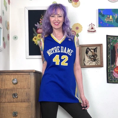 Camiseta sin mangas vintage de baloncesto Notre Dame, Lady Champion azul y dorado talla L Foto 1 de 4