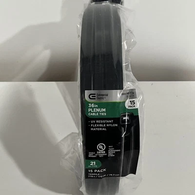 NEW!! 15 Pack Commercial Electric 36” Plenum Nylon Cable Zip Ties - UV Resistant - Изображение 1 из 4