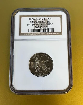 2000-S Clad Massachusetts State Quarter - NGC PF69 ULTRA CAMEO - Image 1 of 2
