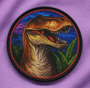 Raptor Dinosaur Patch Iron-on for Applique Animal Badge Tyrannosaurus Allosaurus - Picture 1 of 16
